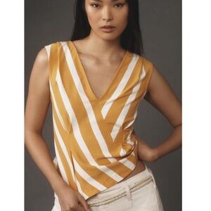 Maeve yellow and cream sleeveless top
